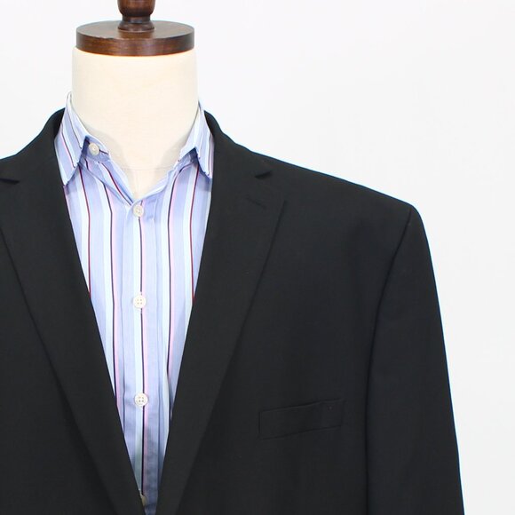 Van Heusen 56R Black Solid 2-Button Sport Coat Blazer Jacket T787 - Picture 5 of 11